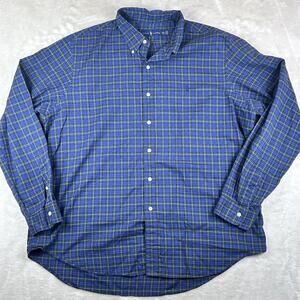 Ralph Lauren Shirt Mens 2XL Blue Tartan Check Long Sleeve Button Up Classic Fit